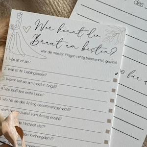 JGA Spiel B-Ware Tippkarten Ratespiel Junggesellenabschied Party Freundschaft Hochzeit Bride to be Trauzeugin