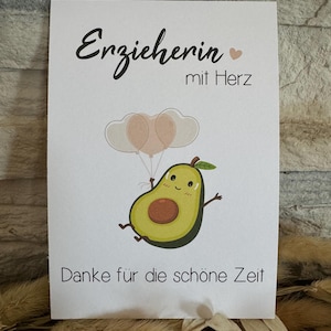 Karte Erzieherin Tagesmutter Kita Kindergarten Schulanfang Avocado Geschenk Dankeschön Abschied Kinder