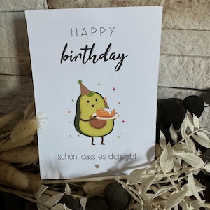 Geburtstagskarte Happy Birthday Geburtstag Avocado Konfetti bessere Hälfte Lieblingsmensch Liebe Freundschaft
