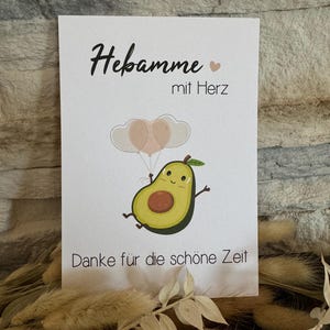 Karte Hebamme Avocado Geschenk Dankeschön Baby Mama Schwangerschaft Geburt Eltern