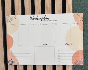 Wochenplaner A4 abwischbarer Wochenplan mit Stift Speiseplan Essensplan Menüplan to do Liste Wandplaner Familienplaner Kalender 2026