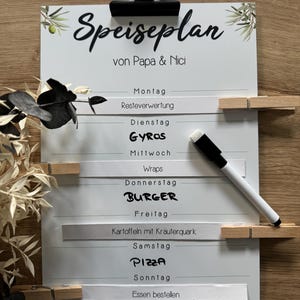 Speiseplan inkl. 40 beschriftete Gerichte mit Name personalisiertes Geschenk Hochzeit Geburtstag Weihnachten Wanddeko Küche Menüplan Essen