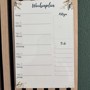 Wochenplaner A4 abwischbarer Wochenplan mit Stift Menüplan To-do Liste Familienplaner Magnetisch oder zum Aufhängen