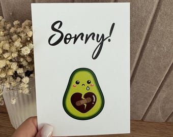 Karte Sorry mit Avocado Postkarte Entschuldigung tut mir leid süße Karte zum Versöhnen Entschuldigungskarte