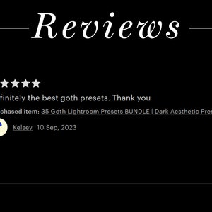 LOT de 35 préréglages gothiques Lightroom préréglages esthétiques sombres Préréglage goth Flux Instagram de mauvaise humeur Filtre d'humeur sombre Filtre Instagram gothique des années 90 image 2
