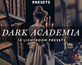 10 preset Lightroom DARK ACADEMIA, filtro estetico scuro, preset autunnali malinconici per Instagram, preset per film Blogger, filtro Bookstagram