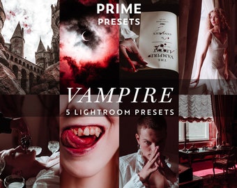 5 paramètres prédéfinis Lightroom vampire Paramètres esthétiques sombres Filtre effrayant Paramètres gothiques prédéfinis Filtre Instagram gothique féminin sombre Paramètres sorcières Goth des années 90