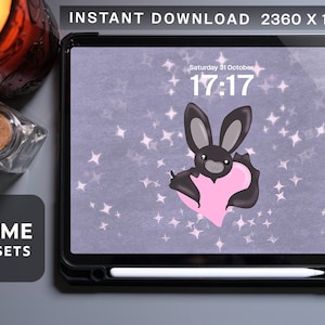 Bat Pastel Goth Ipad Digital Wallpaper Creepy Cute Spooky Kawaii Halloween Wallpaper aesthetic Kawaii Screensaver, Instant Download