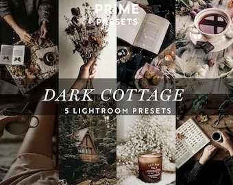 5 preset Lightroom DARK COTTAGE bookstagram Filtro Dark Academia, preset estetici scuri, preset libri, preset Instagram