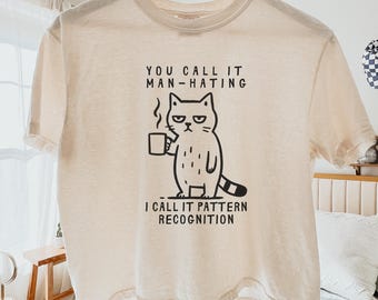 Sarcastic Feminist Graphic Boxy Tee - Funny Cat Cropped Top For Liberal Women