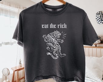 Eat The Rich, Leftist Crop Top, Feminist Comfort Colors® Boxy Tee