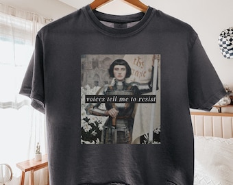 Feminist Resist Cropped Top, Joan of Arc Art Shirt, Sassy Girls Comfort Colors® Boxy Tee, Anti Patriarchy Painting Shirt, Rebellion Apparel