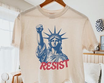 Resist Boxy Tee: Lady Liberty Protest Crop Top, Comfort Colors® Anti Fascism Tee