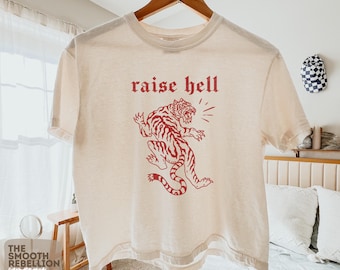 Raise Hell Crop Top, Resistance Shirt, Feminist Boxy Tee