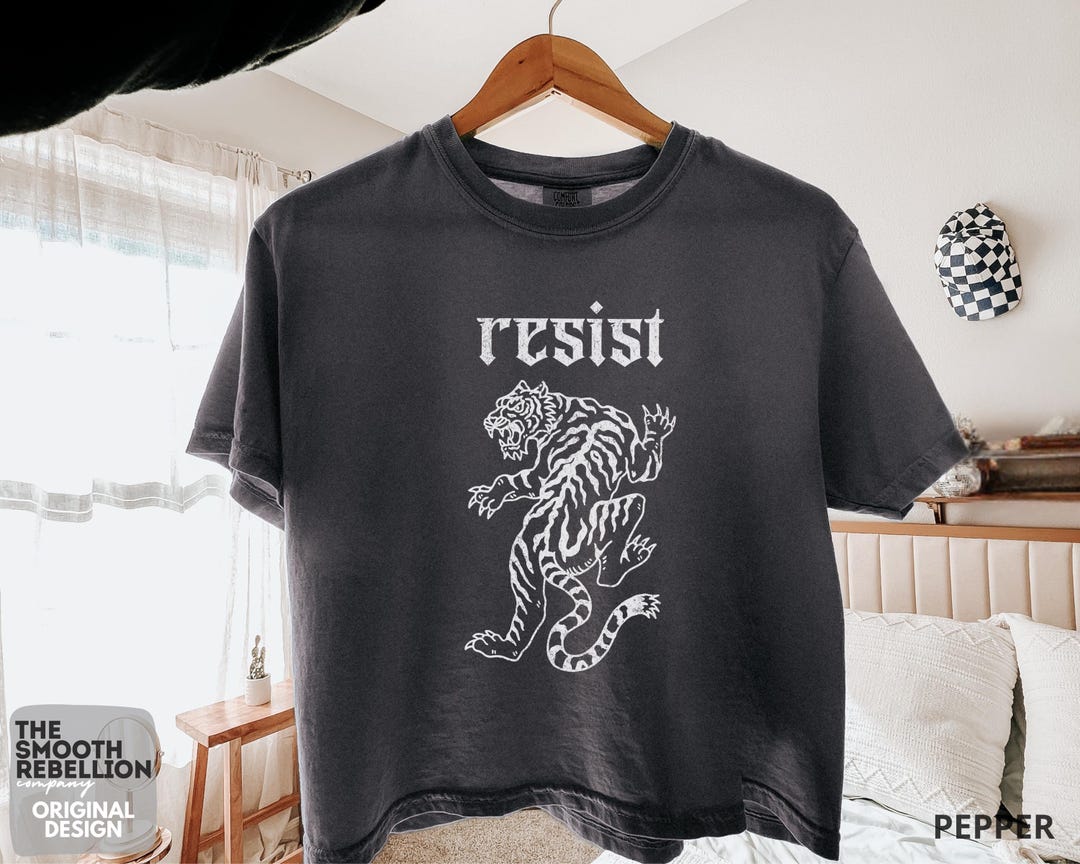 Protest Tops Example Resistance Crop Top: Leftist Feminist Tiger Boxy Tee, Political Protest ...