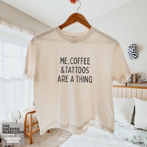 Coffee & Tattoos Comfort Colors Tee: Funny Boxy Crop Top