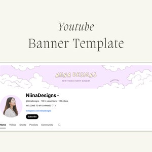 Banner de canal de YouTube PASTEL SKY / Plantilla de Canva editable / Estética suave, limpia, con nubes y colorida