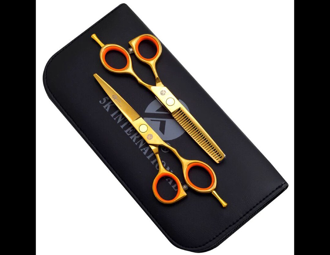 Professional Golden Barber Shears Set Hair Cutting Scissors Etsy