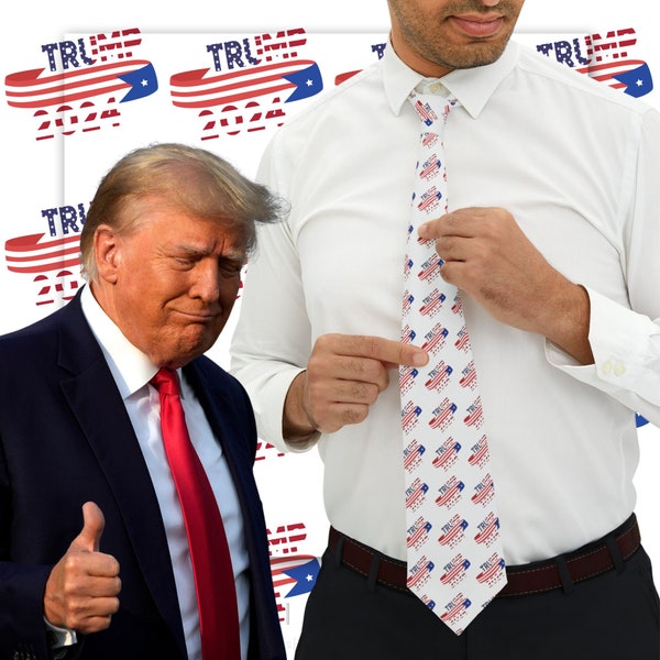 Trump 2024 Necktie Gift For Gift Exchange Silky Smooth Tie Young Power Tie Man Black Suit Neck Tie Election Tie Church Necktie Conservative