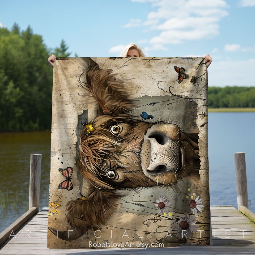 Highland Cow Love Spell Velveteen Plush Blanket Gift for Mother to Be