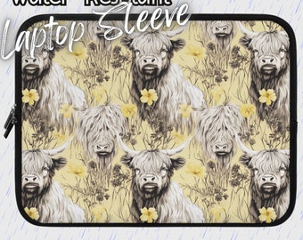 Lemon Highland Cow Laptop Sleeve Gift for Laptop Owner Inexpensive Gift for Cow Lover Multiple Size Laptop Sleeve Cow Present for Mom