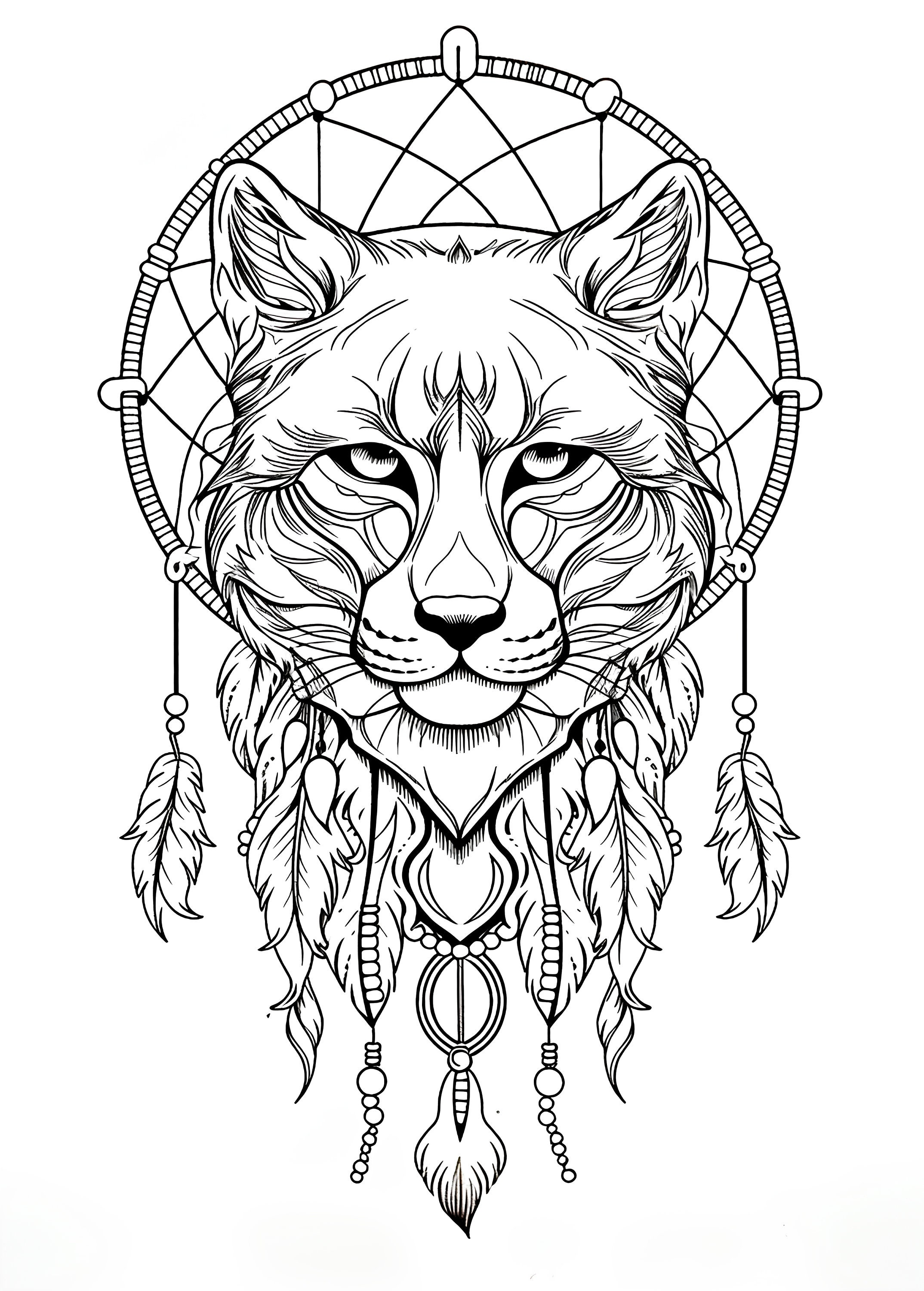 25 Line Art Native American Dreamcatchers With Animals - Etsy