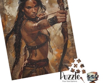 Puzzle beauté amérindienne Puzzle complexe cadeau Puzzle princesse guerrière cherokee Puzzle unique jeu de puzzle épique