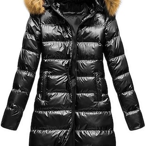 CREATMO US Women&#39;s Long Winter Faux Fur Coat Puffer Warm Jacket with Detachable Hood NEW