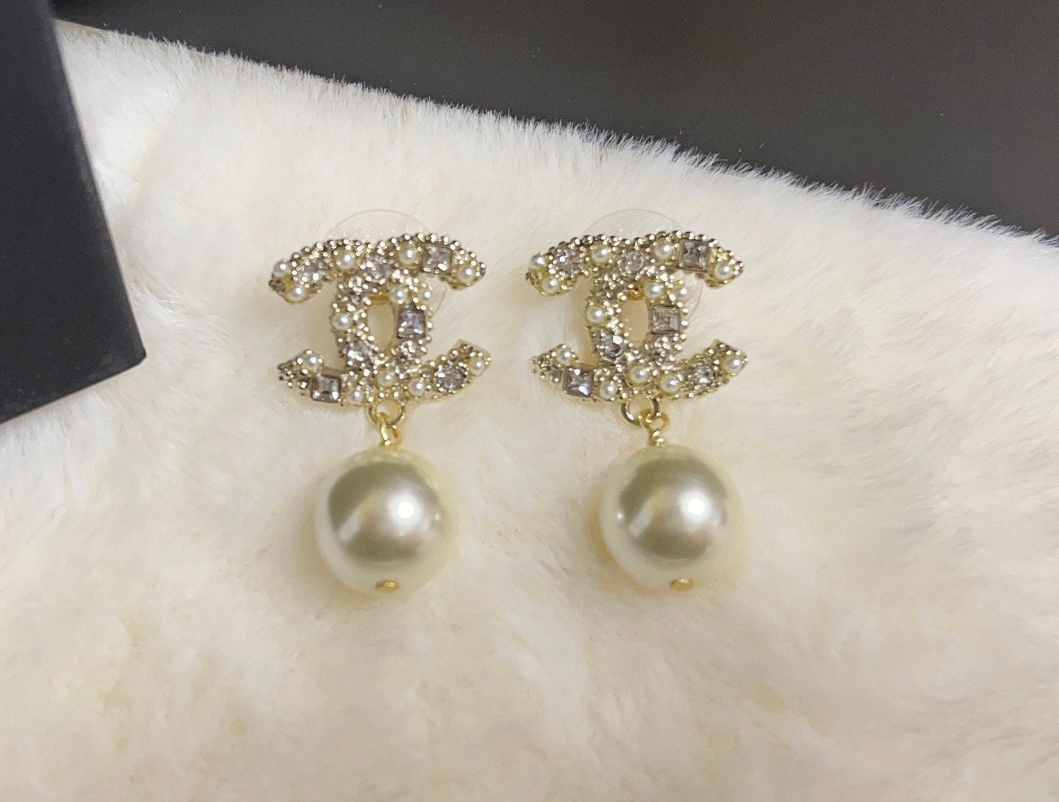 Vintage Celine Gold & Rhinestone Dangling Earrings -  Norway