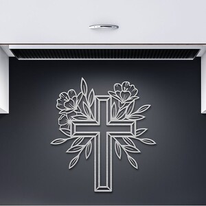 Floral Cross Decor, Jesus Christ Cross, Crucifix Wall Art, Baptism Gift, Religious Gifts For Him Men Husband, Christian Easter Decor
