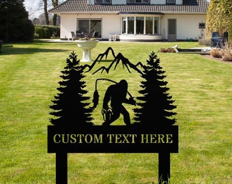 Outdoor Sasquatch Metal Sign, Bigfoot Mountain Metal Sign, Bigfoot Gift Yard Sign, Yeti Christmas Decor, Sasquatch Driveway Entryway Decor