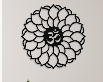 Om Mandala Sign, Hinduism Decor, Hindu Metal Wall Art, Indian Aum Ohm Symbol Wall Art, Yoga Studio & Meditation Room Decor, Mindfulness Gift