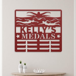 Swimming Medal Holder Custom Metal, Personalized Medal Display, Custom Medal Hanger, Sports Medal Holder, Swimmer Swim Lover Swim Team Gift