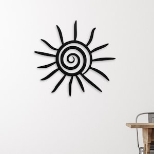Arte de pared con sol en espiral, sol extravagante, decoración de sol y luna de metal, arte caprichoso para jardín, decoración de patio al aire libre, diversión hippie, EL ORIGINAL