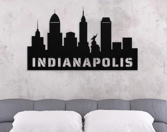Larger Than Life Indianapolis City Skyline Vinyl Wall Decal - Black 8 thumbnail image