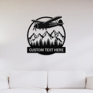 Personalized Airplane Metal Sign, Airplane Hanger Name Sign, Custom Aviation Gifts, RC Airplane Lover Gift, Aviation Nursery, Airforce Decor