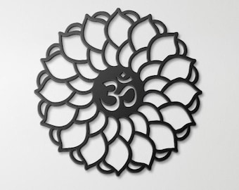 Aum Mandala Sign, Hinduism Decor, Hindu Metal Wall Art, Indian Om Ohm Symbol Wall Art, Yoga Studio & Meditation Room Decor, Mindfulness Gift