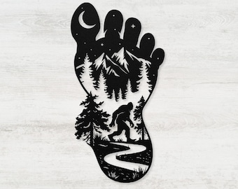 Bigfoot Metal Art, Bigfoot Mountain Decor, Zewnętrzny metalowy znak Sasquatch, Prezenty Yeti Bigfoot, Dekoracja domu Sasquatch, Pomysły na prezenty na Dzień Ojca