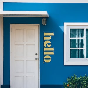 Metal Hello Sign Hello Sign Front Door Sign Farmhous Decor Front Porch Sign Decor Small Entryway Ideas Porch Wall Decor Entrance Wall Decor