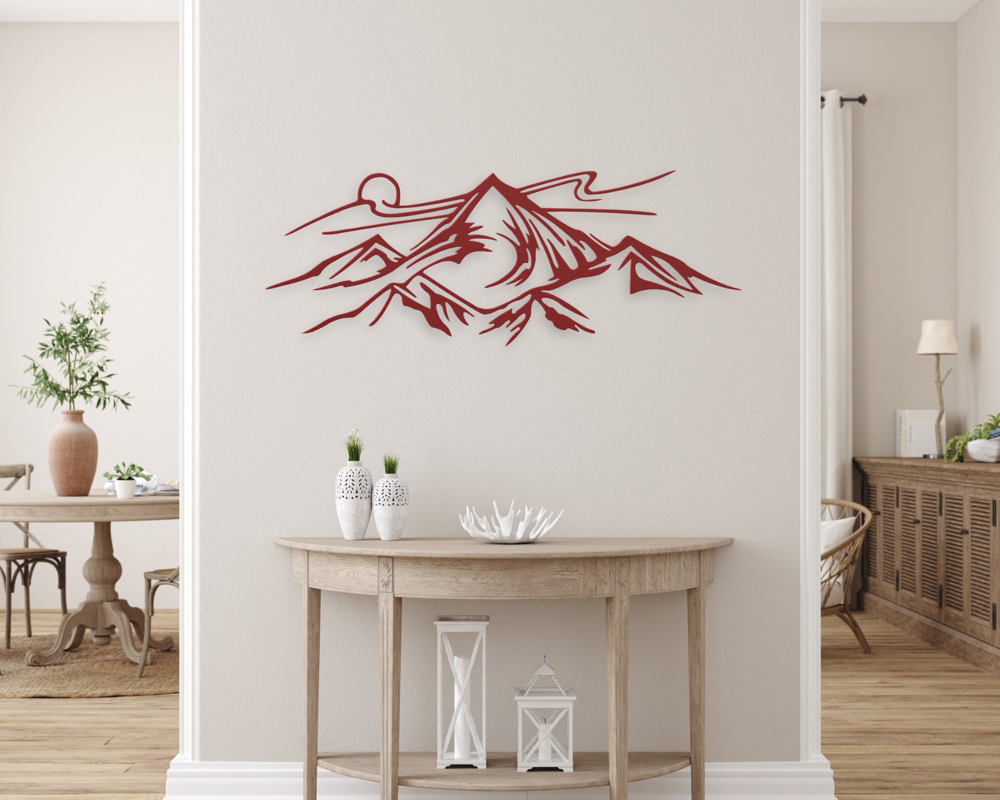 Metal Mountain Art, Mountain Metal House Sign, Mountain Metal