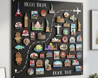 Reismagneetbord, magneetbord, aangepast bord voor reismagneten aandenken, groot displaybord, decor reisgeheugenthema, visiebord