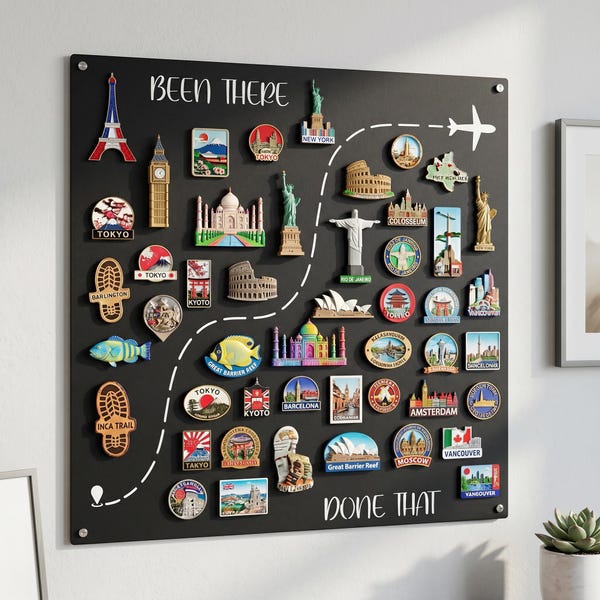Reismagneetbord, magneetbord, aangepast bord voor reismagneten aandenken, groot displaybord, decor reisgeheugenthema, visiebord