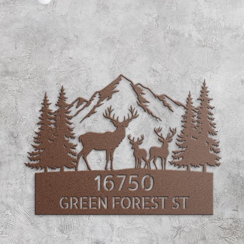 Personalized Deer Metal Address Sign, Custom Address Plaque, Deer ...