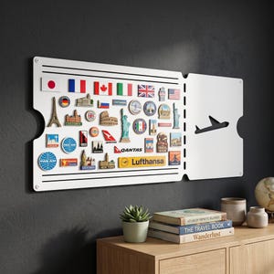 Lavagna magnetica da viaggio, lavagna magnetica, lavagna personalizzata per magneti da viaggio ricordo, grande lavagna espositiva, decorazione a tema ricordi di viaggio, vision board