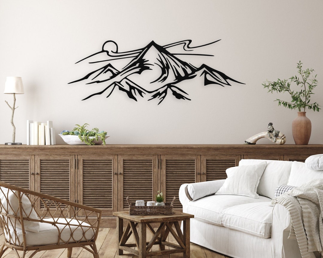 Metal Mountain Art, Mountain Metal House Sign, Mountain Metal