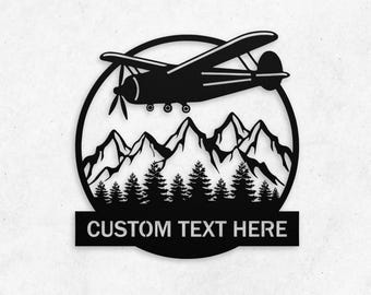 Personalized Airplane Metal Sign, Aircraft Hanger Name Sign, Custom Aviation Gifts, RC Airplane Lover Gift, Aviation Nursery, Hangar Sign