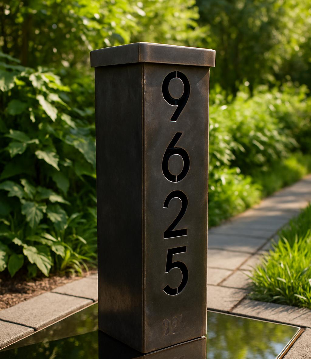 Metal Address Sign, Rustic House Address Column, Garden Column, Address ...