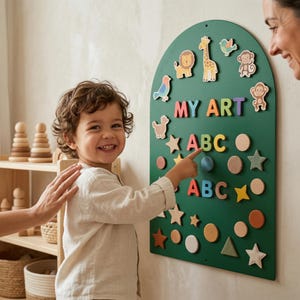 Magnet Board, Magnetic Dry Erase Board, Kids Art Work Display, Playroom Bulletin Board, Montessori Inspired Learning Board, New Parents Gift