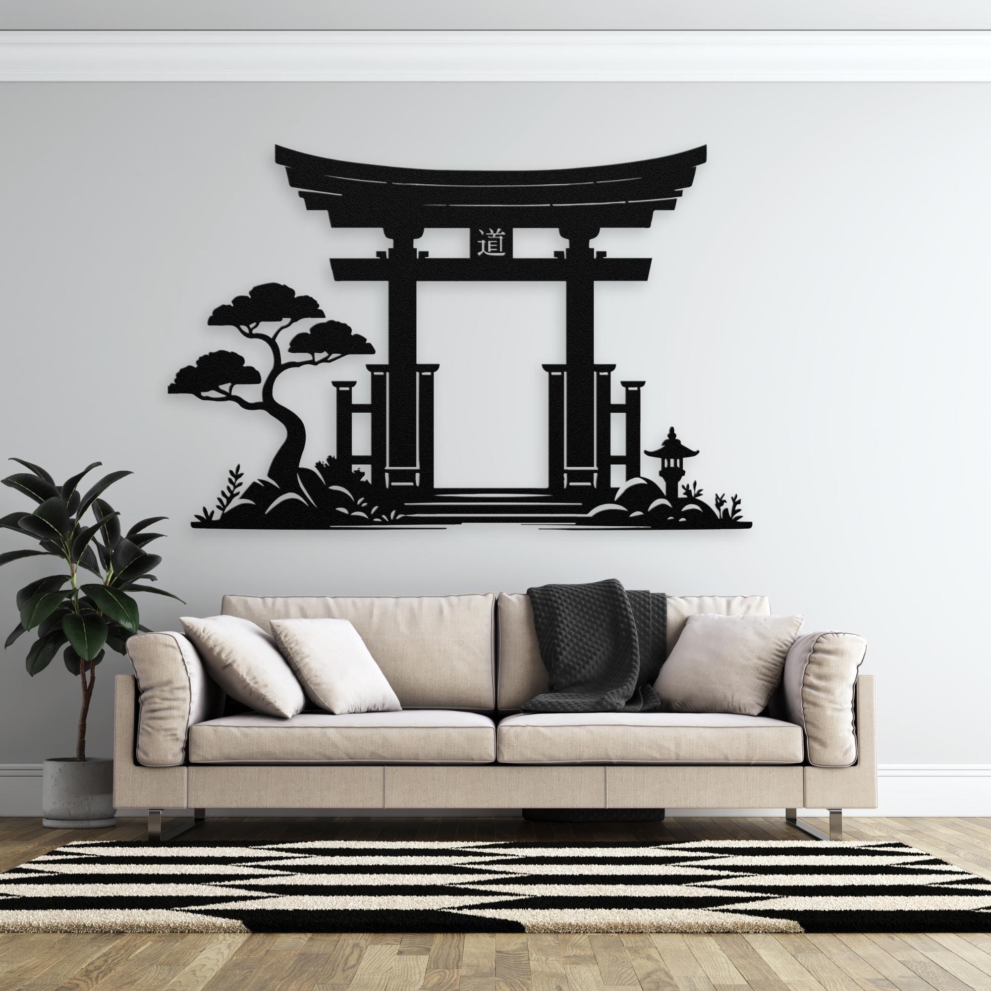 Japanese Torii Gate Sign, Torii Shrine Metal Wall Art, Red