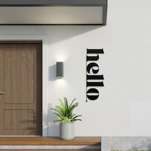 Hello Sign Front Door Sign Metal Hello Sign Farmhous Decor Front Porch Sign Decor Small Entryway Ideas Porch Wall Decor Entrance Wall Decor